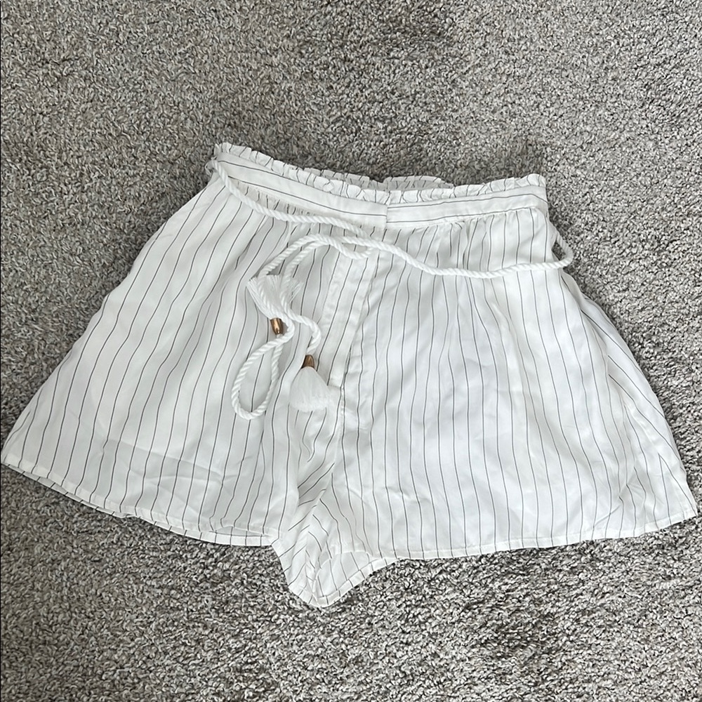 Women's White Striped Shorts